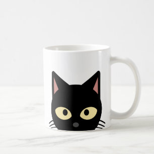 CUTE BLACK CAT PEEKING COFFEE MUGS