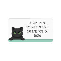 Cute Black Cat Peeking Mint Personalized