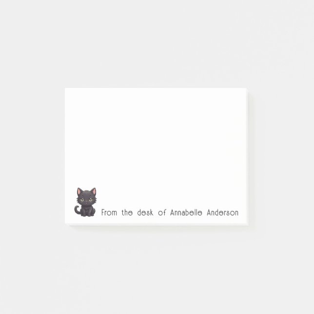 Cute Black Cat Personalise Notes (Front)