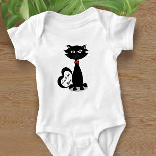 Cute Black Cat Personalised Baby Bodysuit 