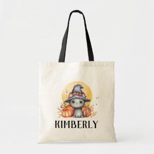 Cute Black Cat Personalised Halloween  Tote Bag