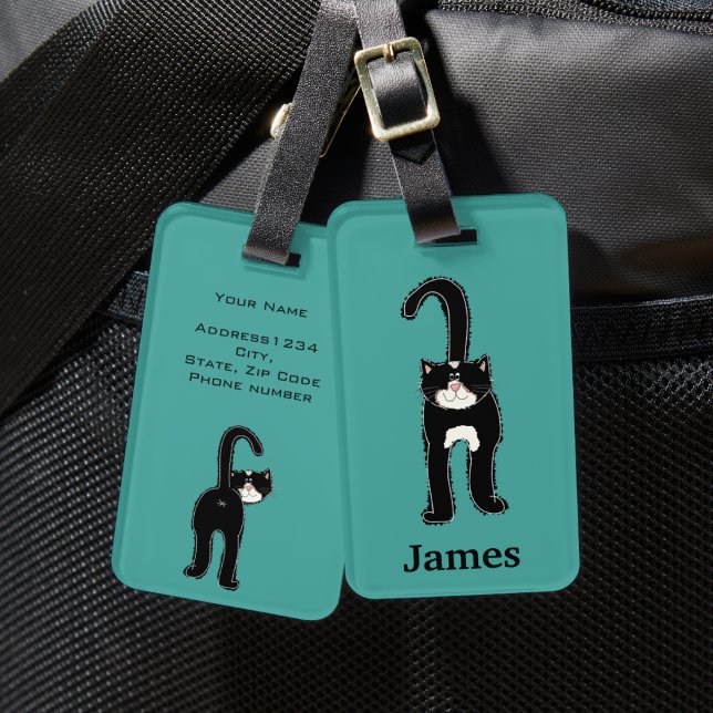Cute Black Cat Personalised Luggage Tag (Creator Uploaded)