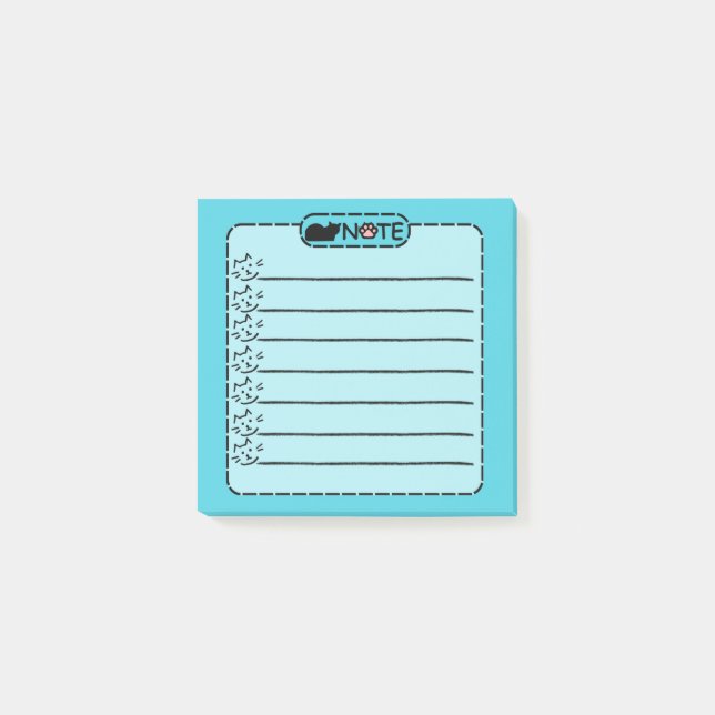 Cute Black Cat Personalised Post-it Notes (Front)