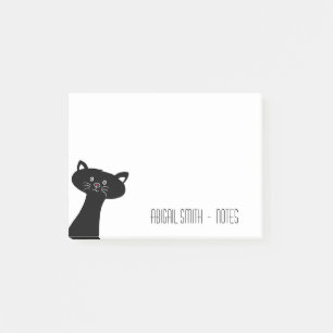 Cute Black Cat Personalised Post-it® Notes 4 x 3