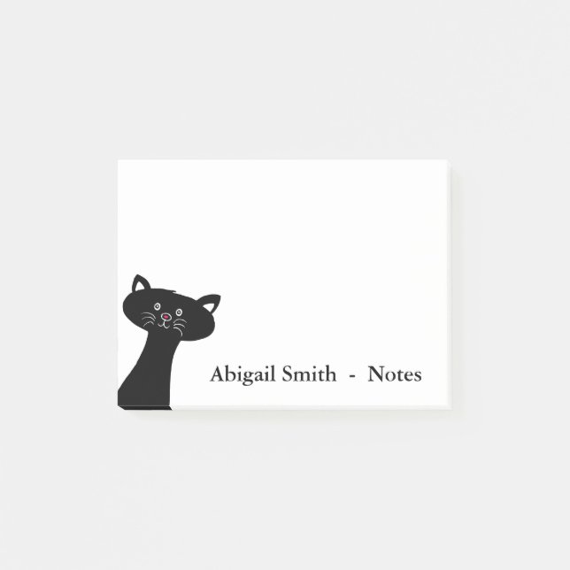 Cute Black Cat Personalised Post-it® Notes 4 x 3 (Front)