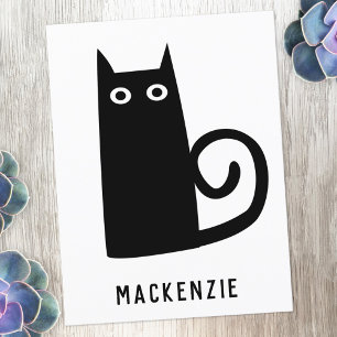 Cute Black Cat Personalised Postcard
