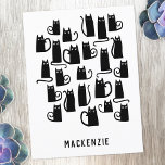 Cute Black Cat Personalised Postcard<br><div class="desc">Cute little black cats. Original art by Nic Squirrell.  Change the name to personalise.</div>