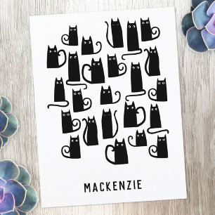Cute Black Cat Personalised Postcard