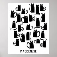 Cute Black Cat Personalised