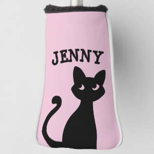 CUTE BLACK CAT PERSONALIZED GOLF HEAD PUTTER COVER
