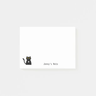 Cute Black Cat Pet Animal Cartoon Custom name Post Post-it Notes