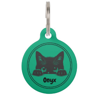 Cute black cat pet name tag