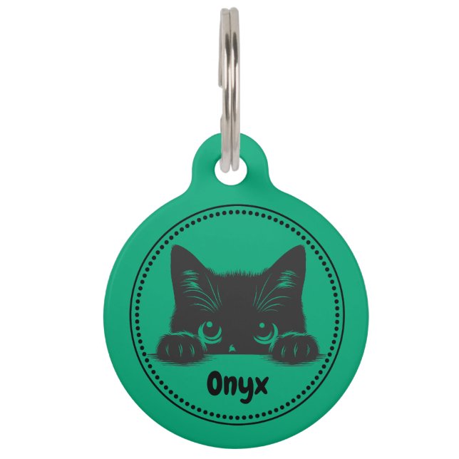 Cute black cat pet name tag (Front)