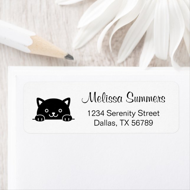 Cute Black Cat Pet Return Address Return Address Label (Insitu)