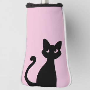 CUTE BLACK CAT PINK GOLF HEAD COVER