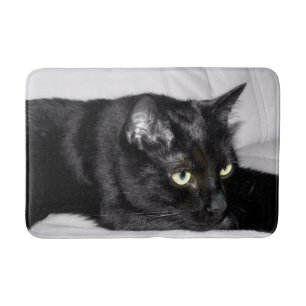 Cute Black Cat Portrait Bath Mat