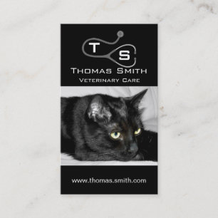 Cute Black Cat Portrait Business Card