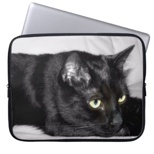 Cute Black Cat Portrait Laptop Sleeve