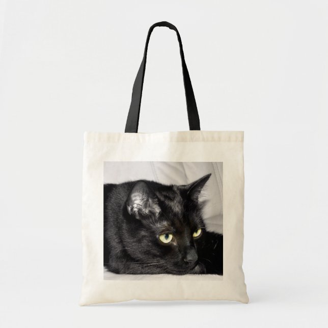 Cute Black Cat Portrait Tote Bag (Front)