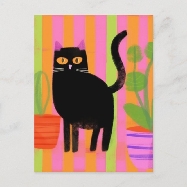 Cute Black Cat Postcard (Front)