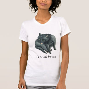 cute black cat preening stylised painting art T-Shirt