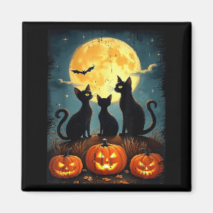 Cute Black Cat Pumpkin Halloween Costume Fall Magnet