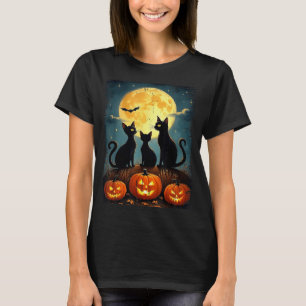 Cute Black Cat Pumpkin Halloween Costume Fall T-Shirt