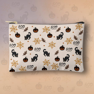 Cute Black Cat Pumpkin Halloween Pattern Accessory Pouch