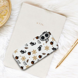 Cute Black Cat Pumpkin Halloween Pattern iPhone 16 Plus Case