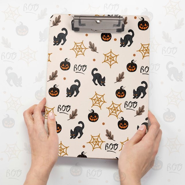 Cute Black Cat Pumpkin Halloween Pattern Clipboard (Creator Uploaded)