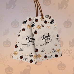 Cute Black Cat Pumpkin Halloween Pattern Gift Tags