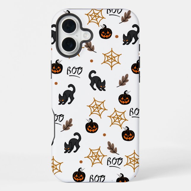 Cute Black Cat Pumpkin Halloween Pattern iPhone Case (Back)