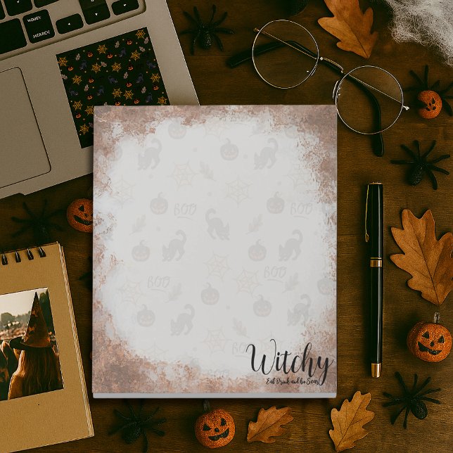 Cute Black Cat Pumpkin Halloween Pattern Notepad (Creator Uploaded)