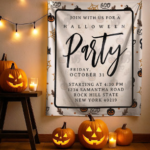 Cute Black Cat Pumpkin Halloween Pattern Tapestry