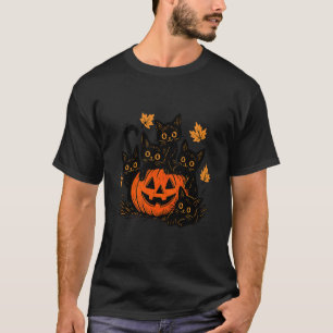 Cute Black Cat Pumpkin Jack O Lantern Kitty Funny T-Shirt