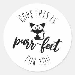Cute Black Cat Pun Text Classic Round Sticker