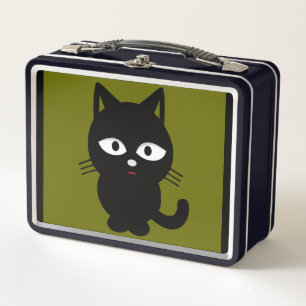 CUTE BLACK CAT RETRO METAL LUNCHBOX