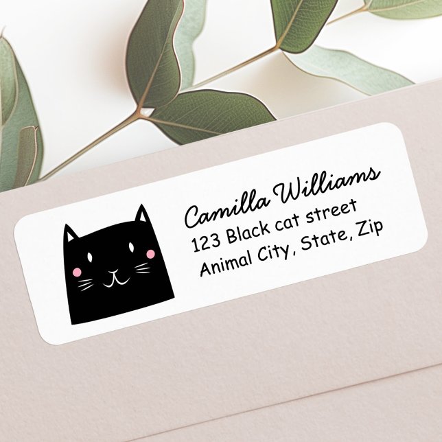 Cute black cat return address label (Cute black cat return address label)