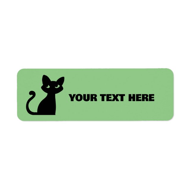 CUTE BLACK CAT RETURN ADDRESS LABELS (Front)