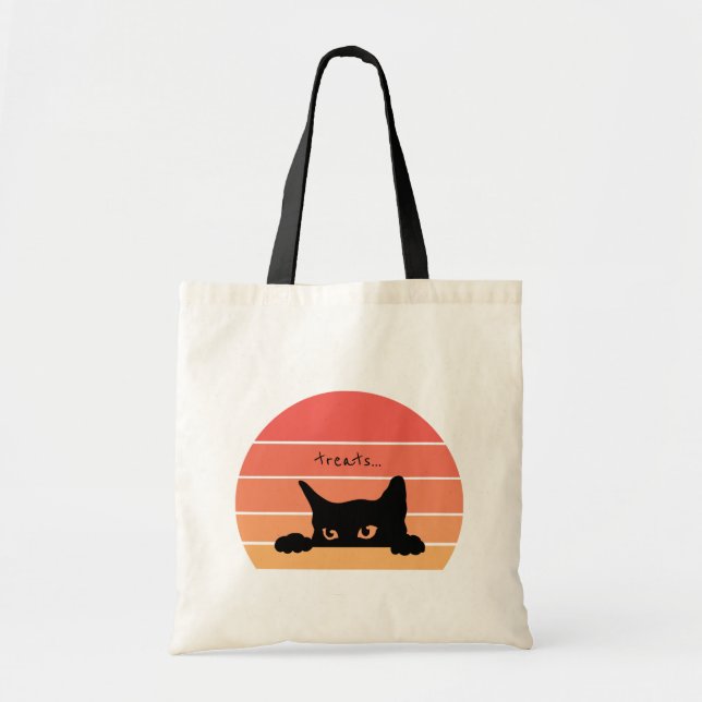 Cute Black Cat Reusable Trick or Treat Bag (Front)