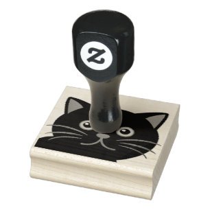 CUTE BLACK CAT RUBBER STAMPS