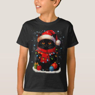 Cute Black Cat Santasnowflake Christmas Xmas Women T-Shirt