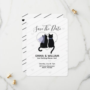 Cute black cat save the date wedding card