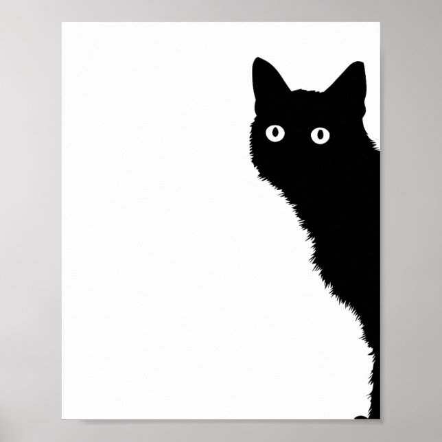 Cute Black Cat Side Look Poster for Cat Lovers (Front)