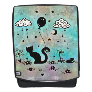 Cute Black Cat Silhouette Art Backpack