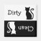 Cute Black Cat Silhouette Clean Dirty Dishwasher