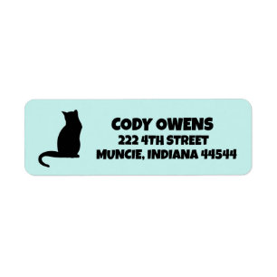 Cute Black Cat Silhouette Return Address Labels