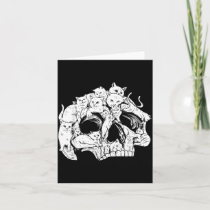 Cute Black Cat Skull Kitty Skeleton Scary Card