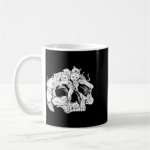 Cute Black Cat Skull Kitty Skeleton Scary Coffee Mug