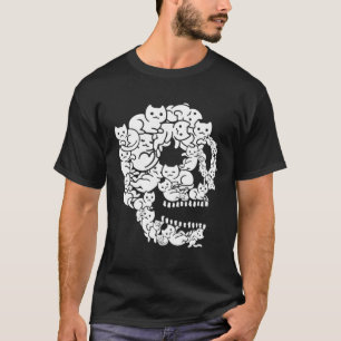 Cute Black Cat Skull Kitty Skeleton Scary Hallowee T-Shirt